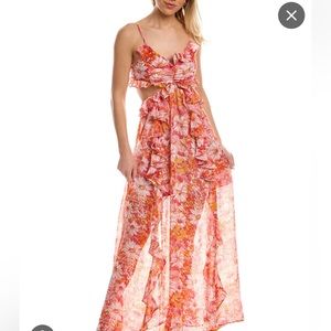 PINK FLORAL ASTR THE LABEL CUTOUT DRESS